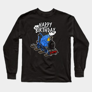 Birthday Train Steam Locomotive Railway Model Railroad (Blue) Long Sleeve T-Shirt